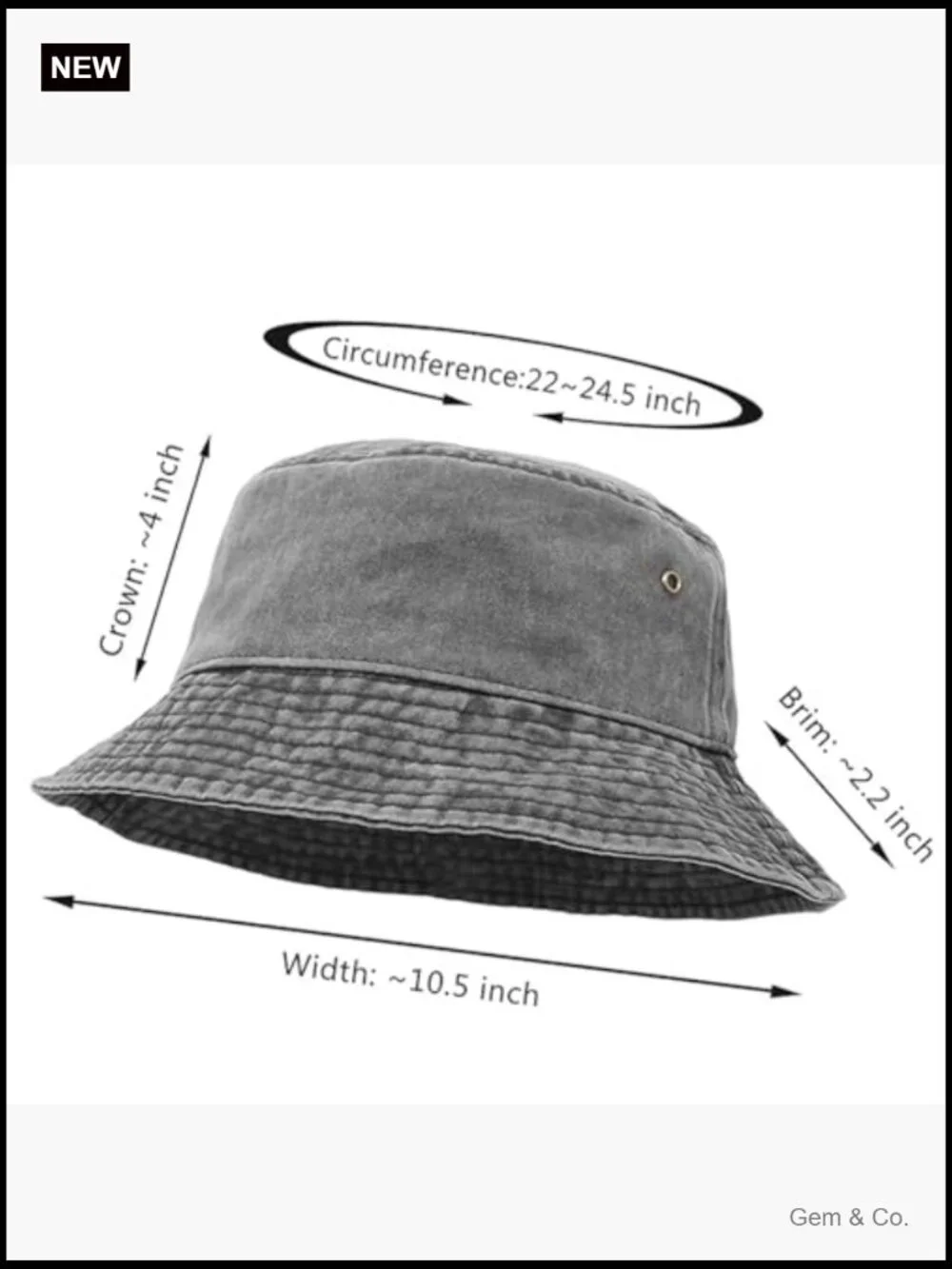 2-Pack Unisex Washed Cotton Bucket Hat with Wide Brim